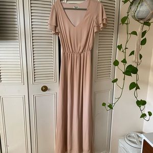 Show me your mumu flutter maxi bridesmaid dress dusty blush crisp